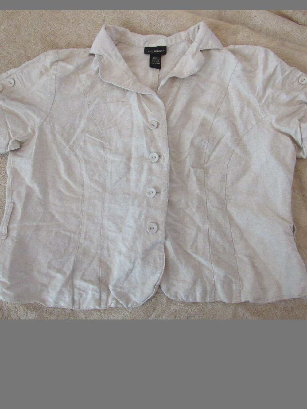 Size 14/16 Lane Bryant Linen Blend Button Up Short Sleeve shirt